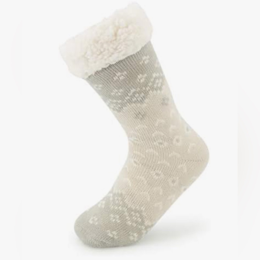 Treehouse knit Sherpa Lounge Socks Gray and White 1 pair NWT